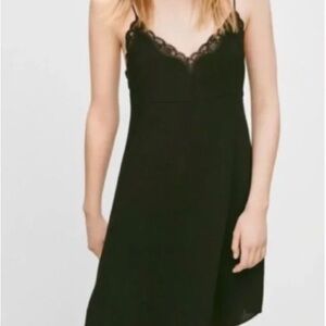 ARITZIA WILFRED Black Lace Trim Mini Dress